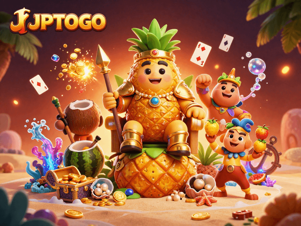 Join the exciting world of JPTOTO with a vibrant casino scene featuring themed characters and rich gaming elements.