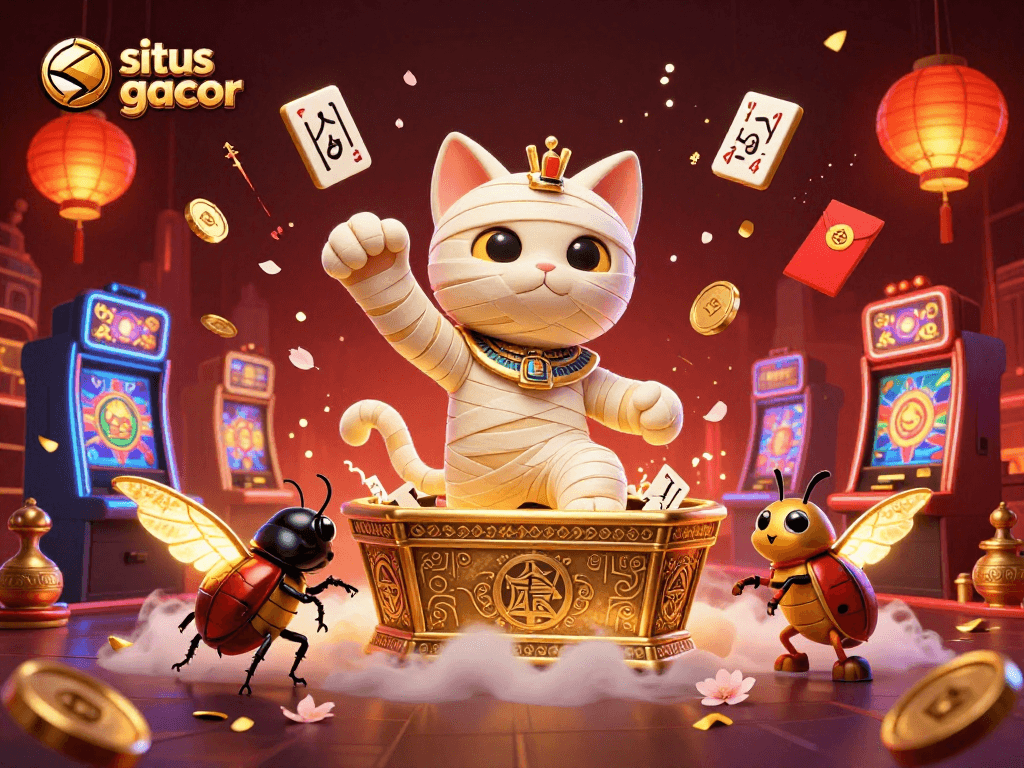 Experience winning thrills at situs slot gacor with a vibrant casino scene featuring iconic characters.