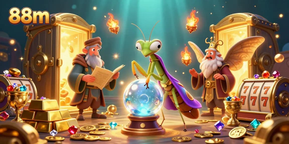 Experience the thrill of winning big with 88m's vibrant casino scene featuring fortune teller and treasures.