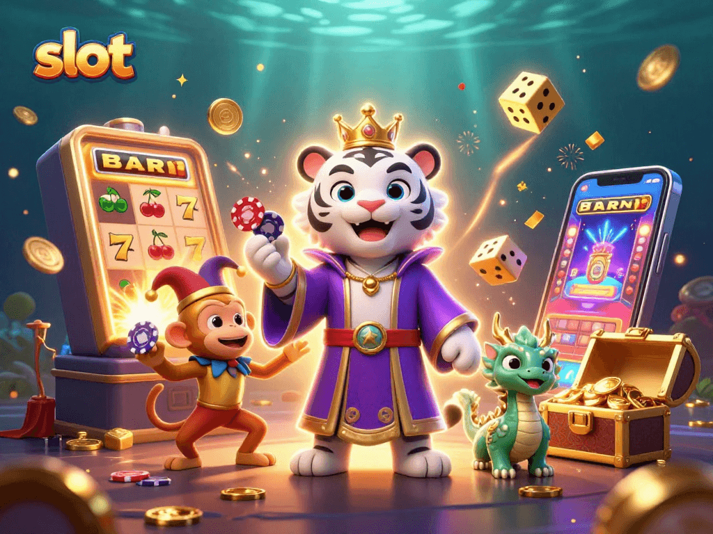 Engage in thrilling slot action with dynamic characters, jackpots, and game elements surrounding them.