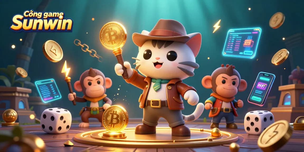 Experience the thrilling adventures of Cổng game Sunwin with an explorer cat and monkey, discovering treasures.