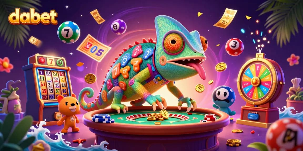 Experience dabet's vibrant casino energy with a colorful chameleon owner and dynamic gaming elements.