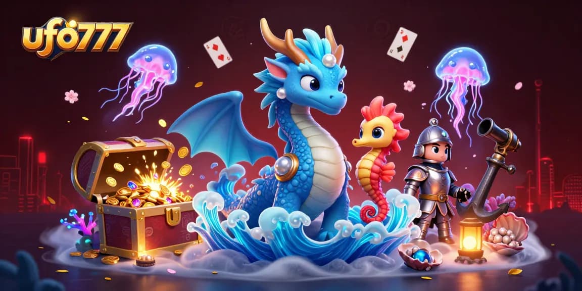 Experience thrilling wins with ufo777, featuring vibrant sea characters and casino elements.