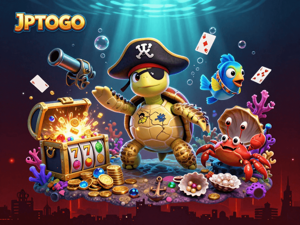 Engage in thrilling JPTOTO slot gameplay with vibrant characters and treasure elements surrounded by casino features.