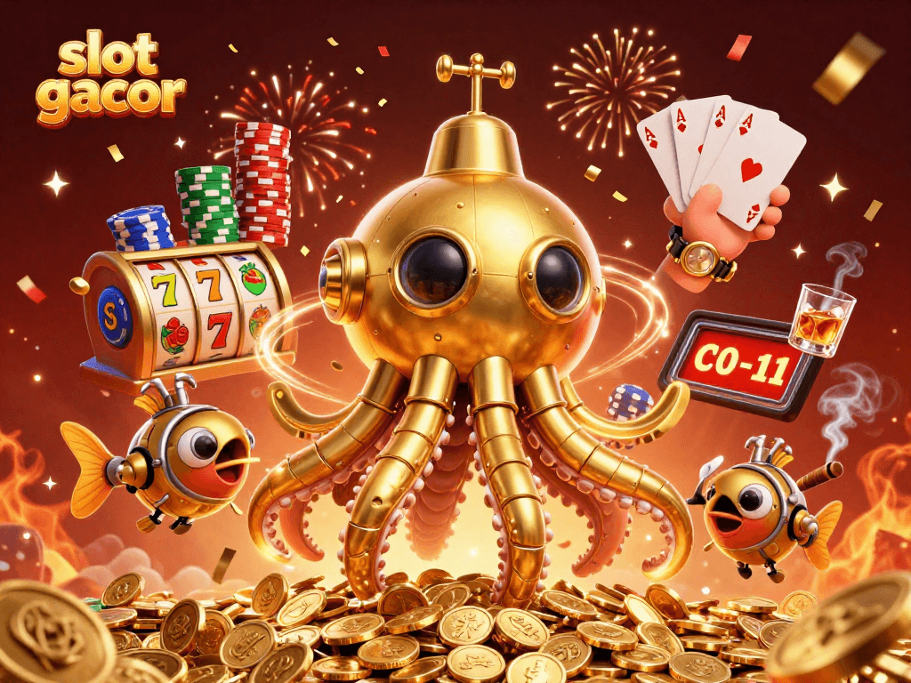 Spin the reels in style with slot gacor's exciting golden kraken submarine scene.