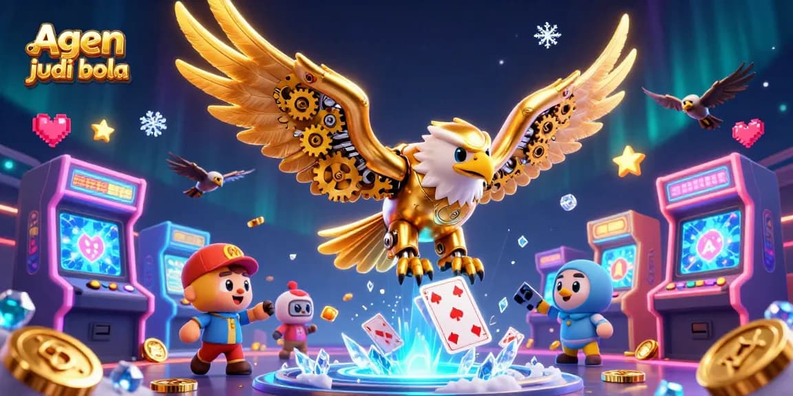 Experience thrilling sports betting action with agen judi bola in this vibrant 3D digital illustration.