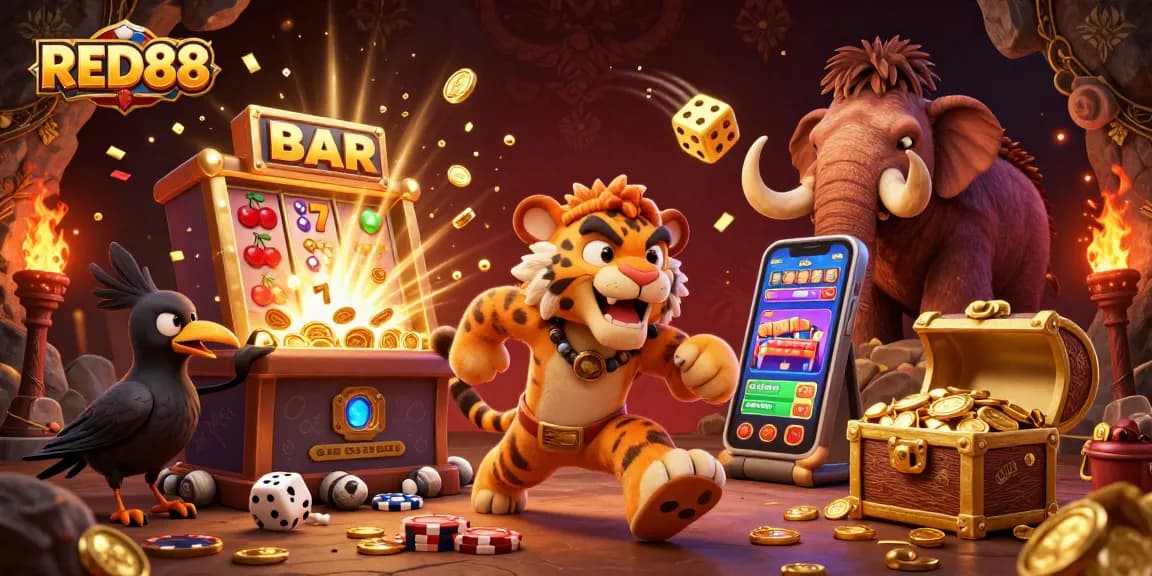 Play exciting games at RED88's vibrant casino with thrilling slot machines and lucky symbols.