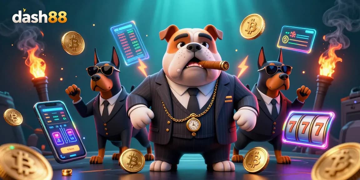 Engage in thrilling slots and crypto gaming action with dash88's mafia-inspired scene.