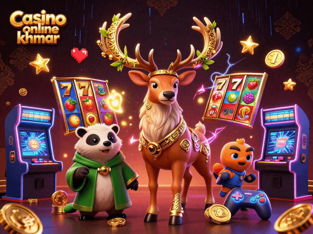 Engage with Casino online khmer in a vibrant scene featuring animated characters and gaming elements.