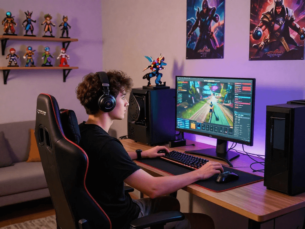 Engaging gaming setup featuring mpocash.blog, showcasing an immersive gaming environment with digital rewards and community elements.