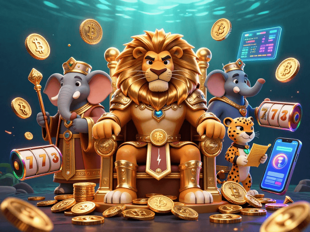 Experience the excitement of JPTOTO with vibrant casino elements and dynamic characters in this illustrated scene.