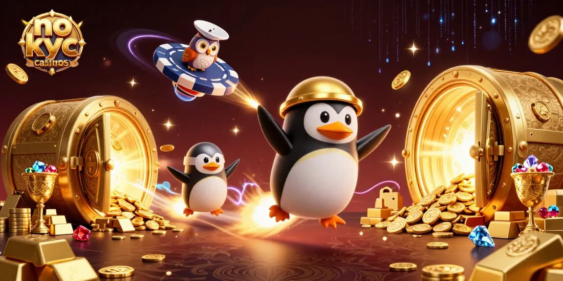 Experience thrilling gameplay at no kyc casinos with vibrant golden coins and dynamic characters in action.
