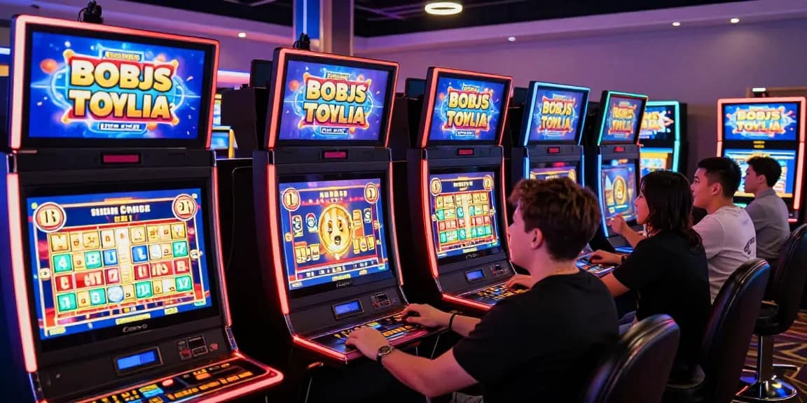 Engaging players at online casino playing bonus buy slots, colorful graphics and excitement in the air.