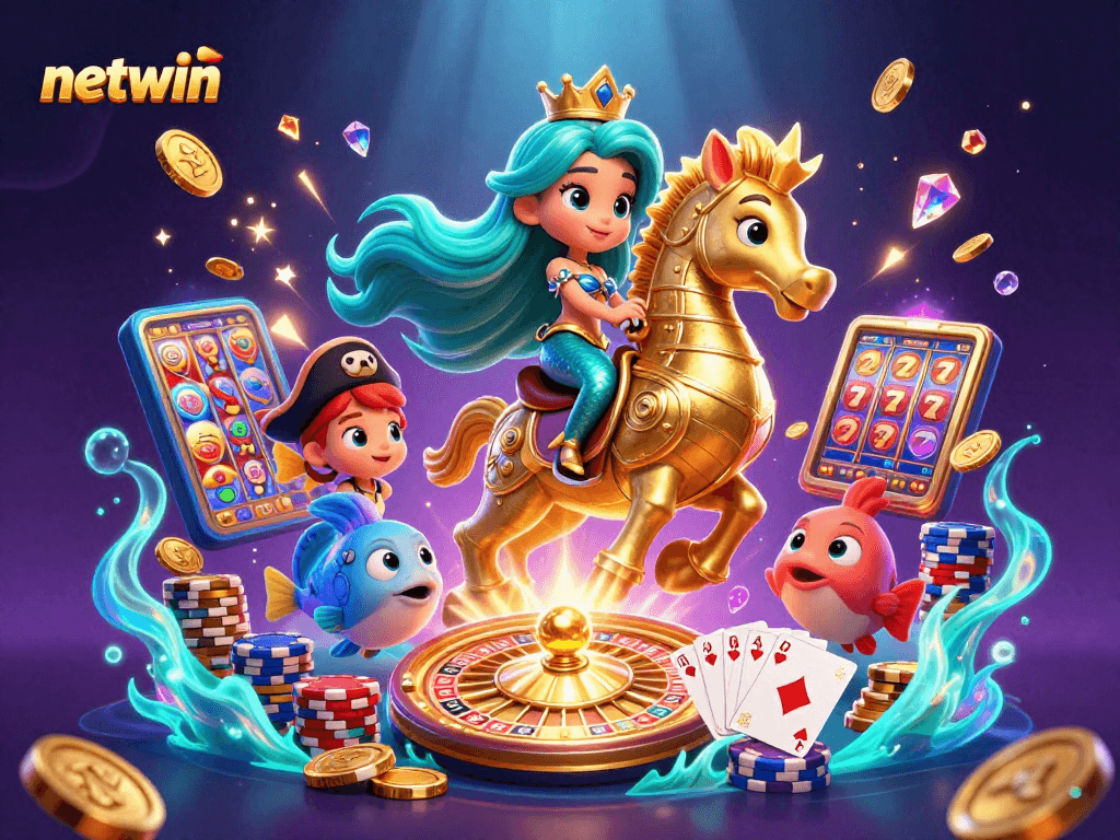 netwin offers immersive gaming with a colorful mermaid princess and dynamic casino action