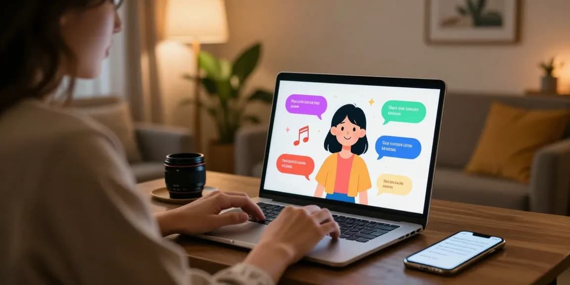 Engaging NSFW AI chat with a user interacting with an animated character in a cozy lounge atmosphere