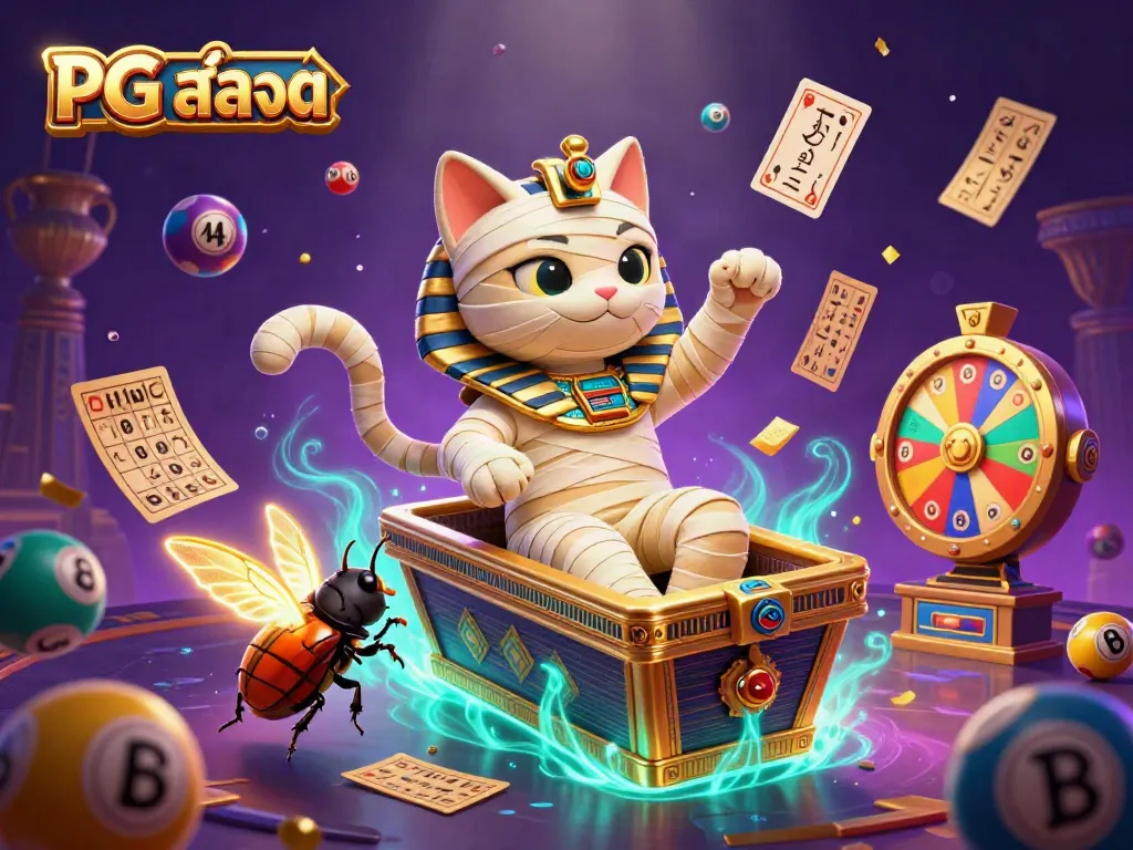 Join the fun with PG สล็อต and experience vibrant casino excitement with a mummy and scarab!