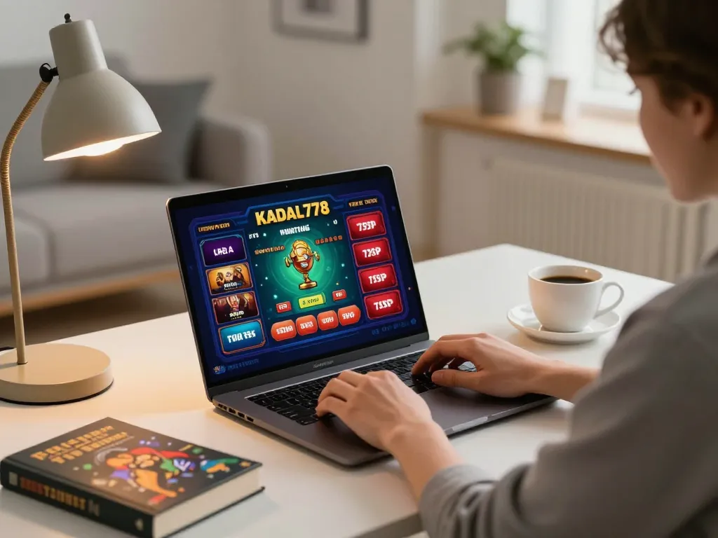 KADAL778 player engaging in online gaming with strategy notes and a cozy setup.