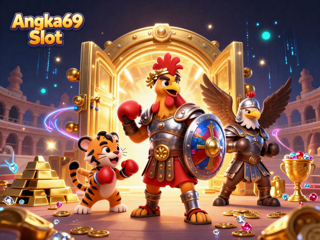 Experience Angka69 Slot with thrilling gameplay and dazzling prizes in a vibrant 3D scene.