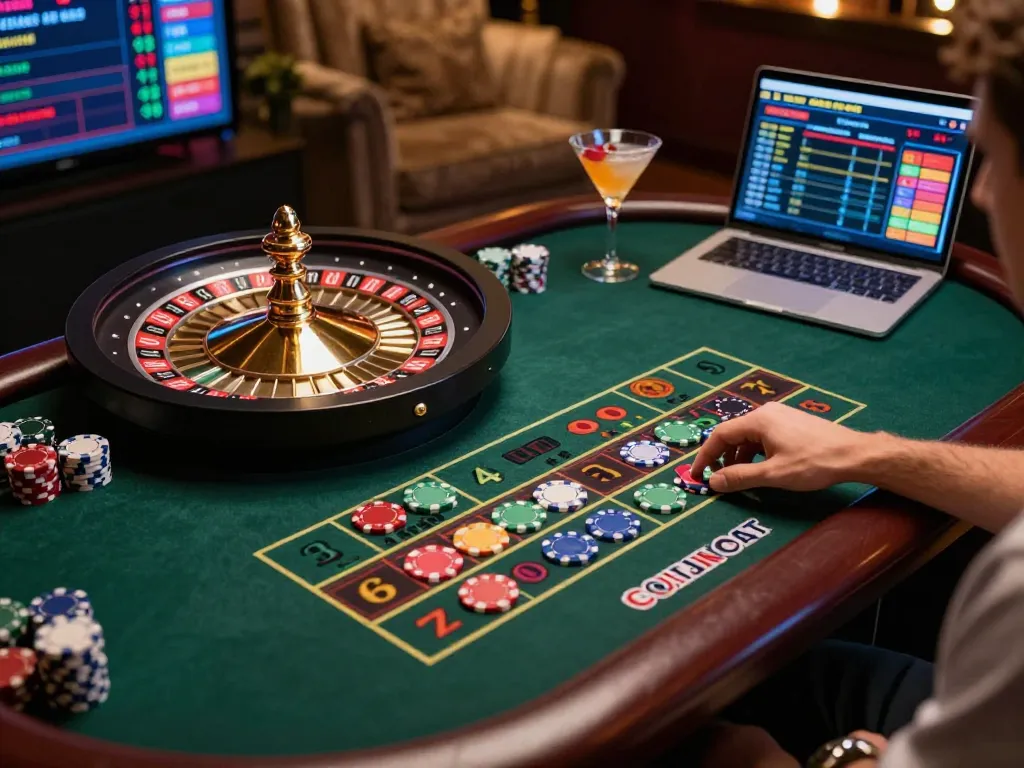 Engaging scene of online gambling at LGOSUPER with live dealer roulette action.