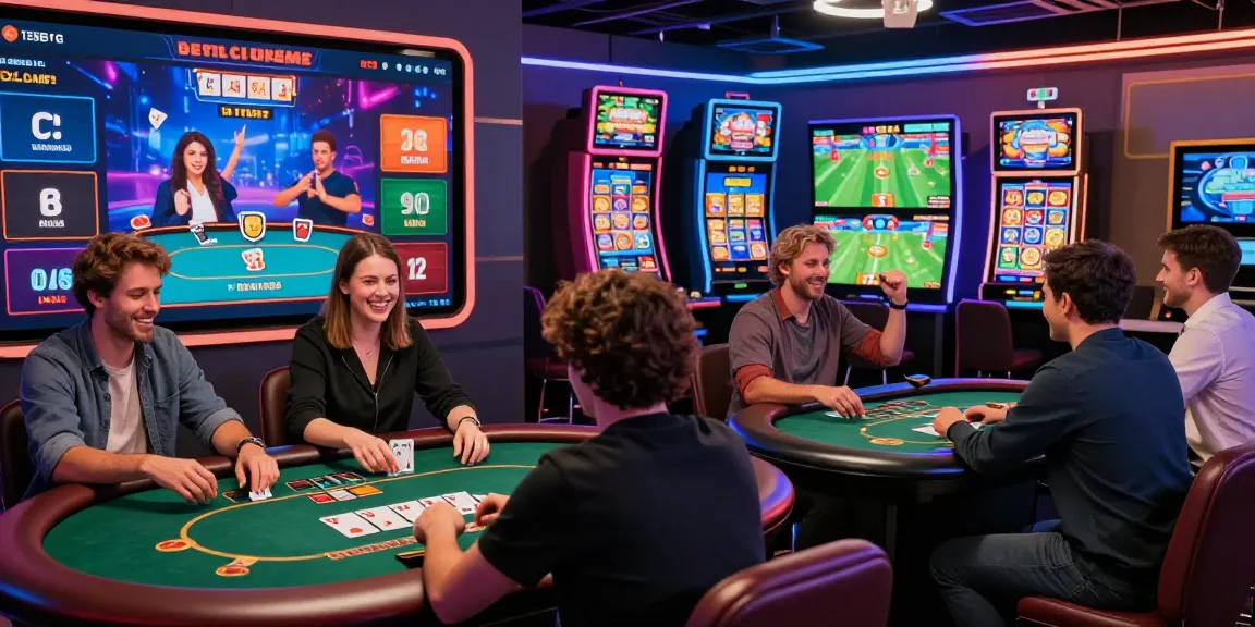 Exciting online gaming experience at https://gamebaidoithuong.is/ showcasing players enjoying card games and slots in a lively casino atmosphere.