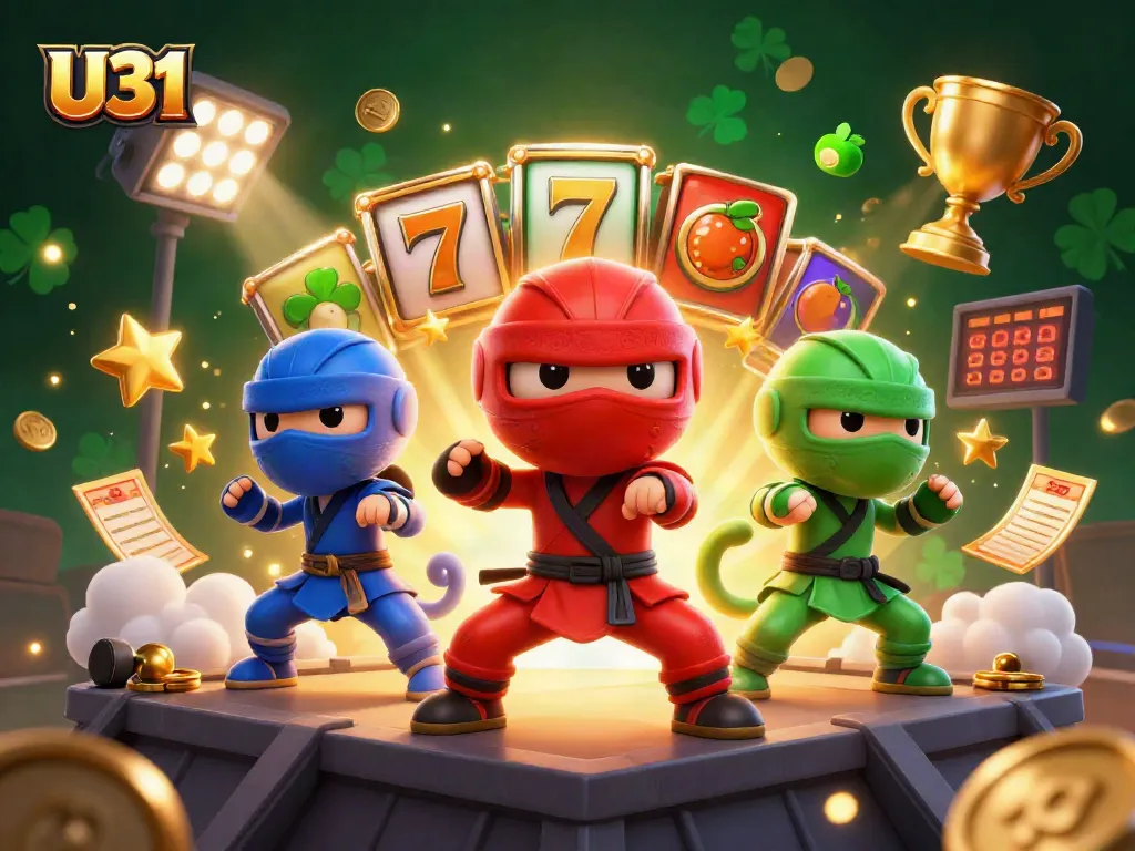 Experience the thrill of U31 with animated chameleons showcasing vibrant casino elements and rich details.