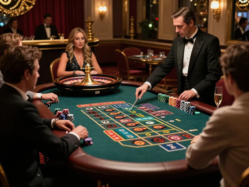 Pemain yang terlibat di meja roulette aman788, meningkatkan strategi menang mereka dalam suasana kasino yang hidup.