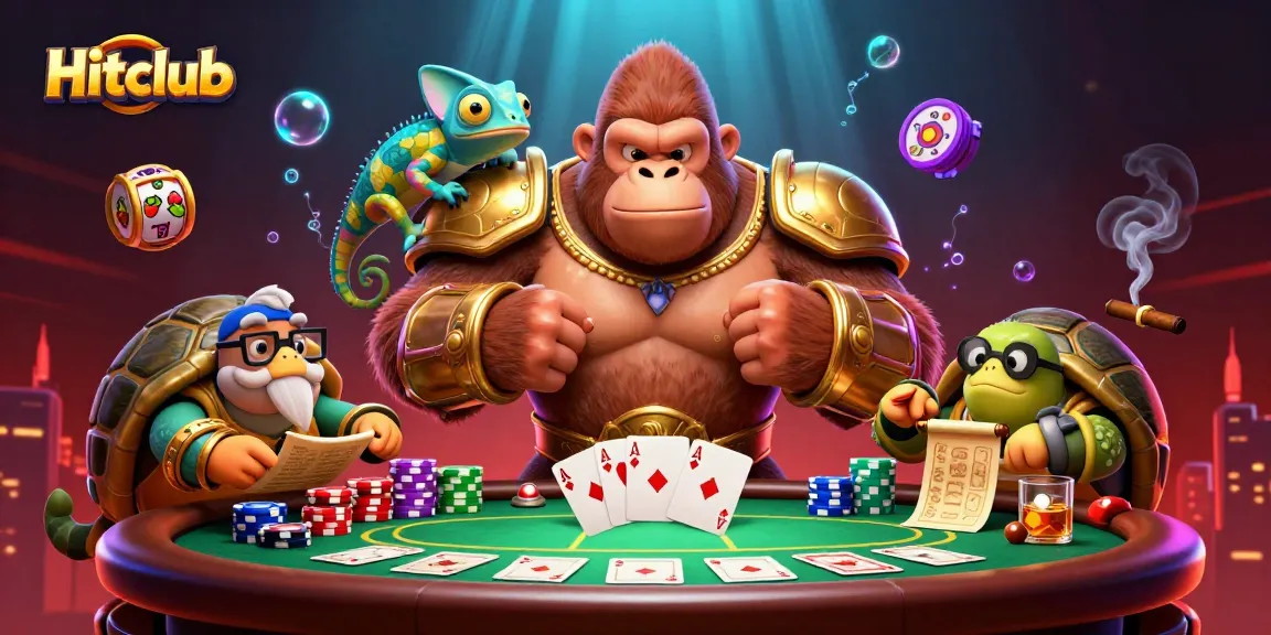 Engage in thrilling gameplay at Hitclub, featuring a powerful gorilla and vibrant casino elements.