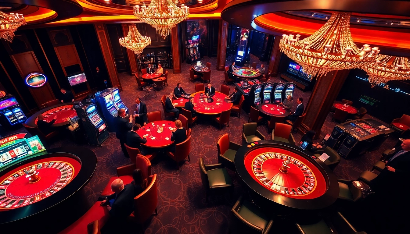 Experience the thrilling ambiance of thabet casino with vibrant tables and excited players.