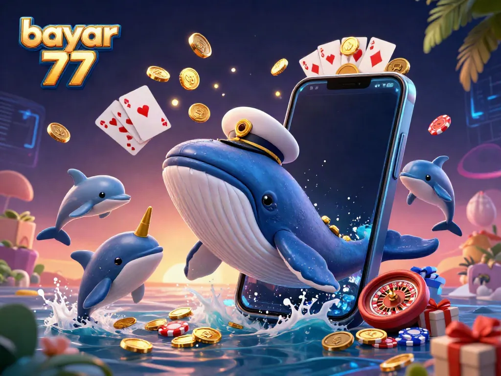 Experience thrilling gameplay with bayar 77 through vibrant visuals of casino fun in a vibrant ocean scene.