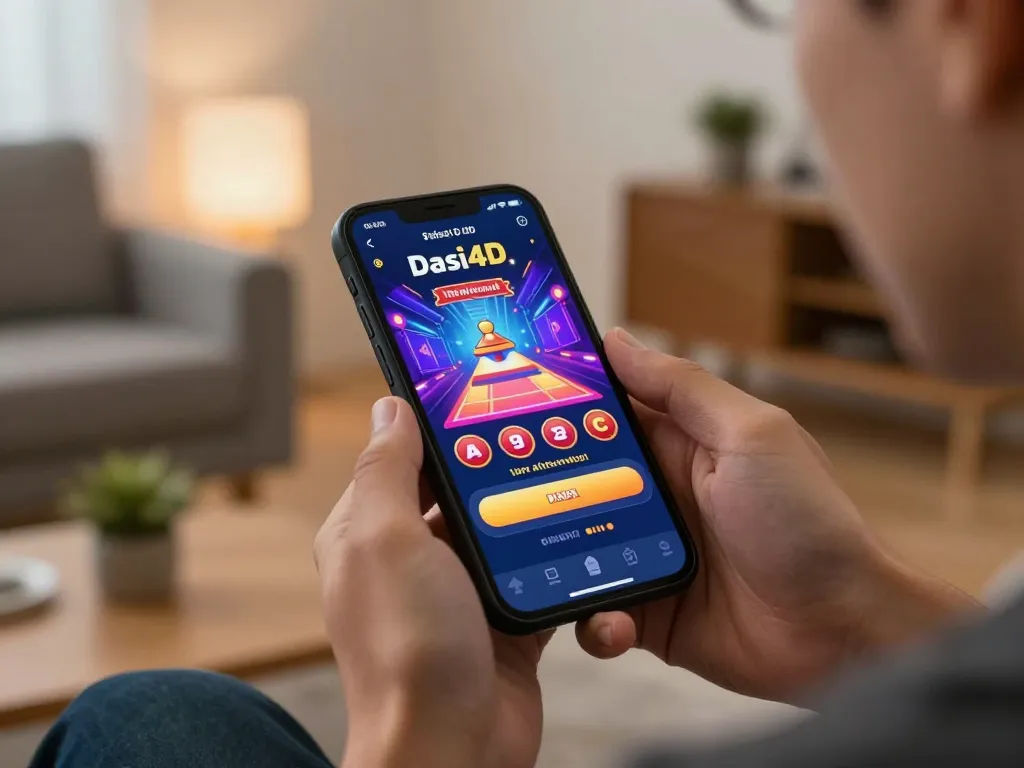 Menggunakan dasi4d link alternatif untuk slot online, pemain terlibat dalam aksi permainan mobile di rumah.