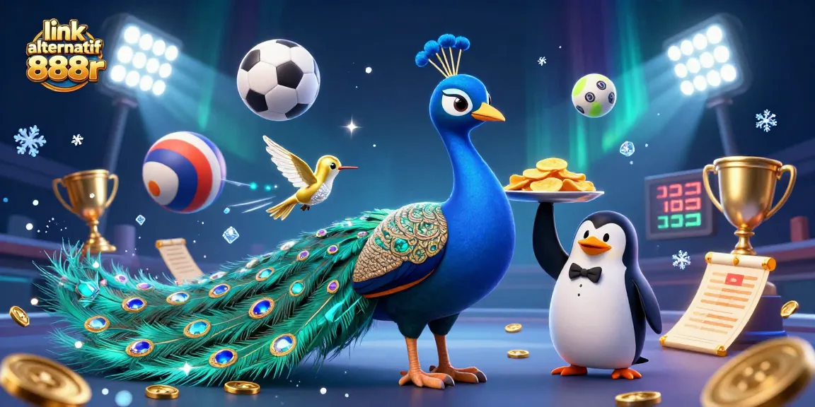 Engage with link alternatif 888r in a vibrant casino scene featuring colorful characters and dynamic sports elements.