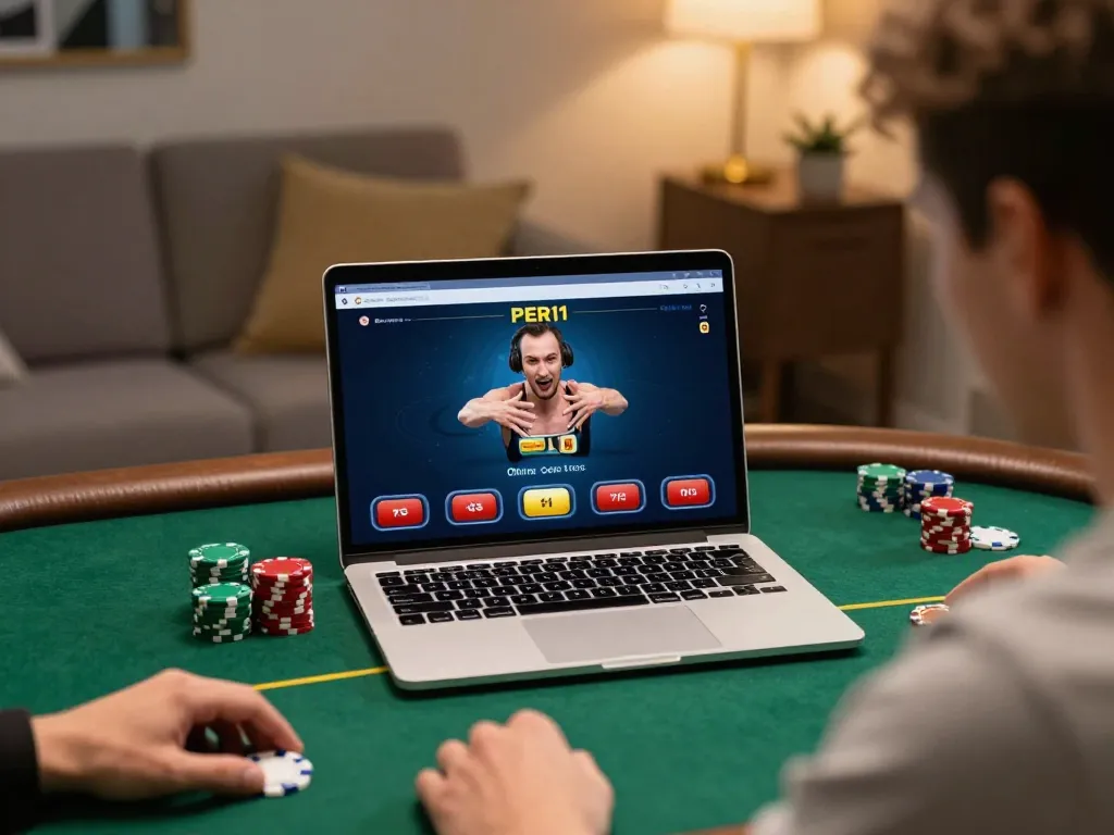 Engaging with PERI11 online casino while strategizing betting plans at home.