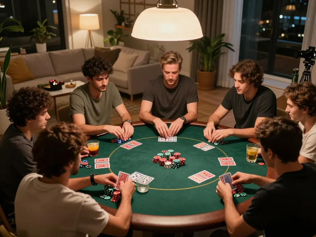 Bermain poker dengan teman-teman di rumah selama malam permainan yang mengasyikkan di https://www.josephineinteriordesign.com/floating-beds/ dengan minuman dan camilan.