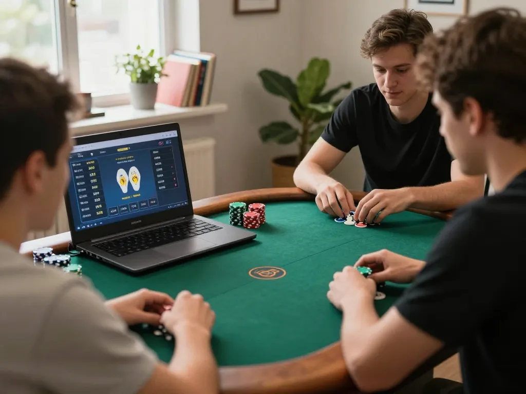 Securely playing online poker at home with 888vi, showcasing strategy and excitement.