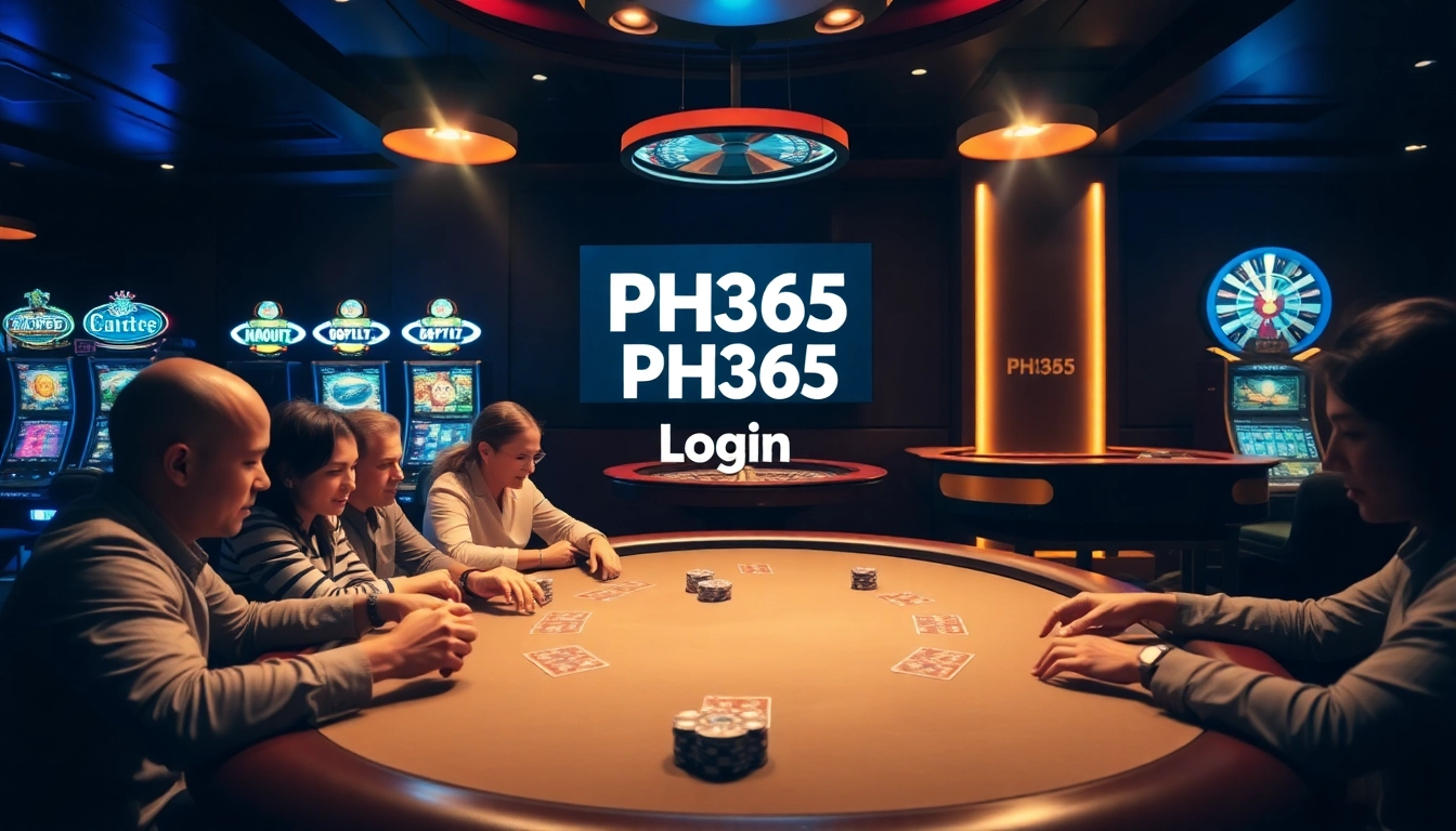 Securely access your account with ph365 login in a vibrant casino scene filled with excitement.