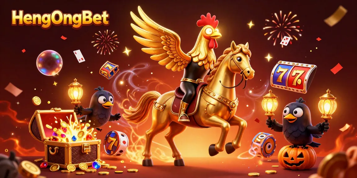 Experience the excitement at HengOngBet with vibrant casino elements and dynamic characters.