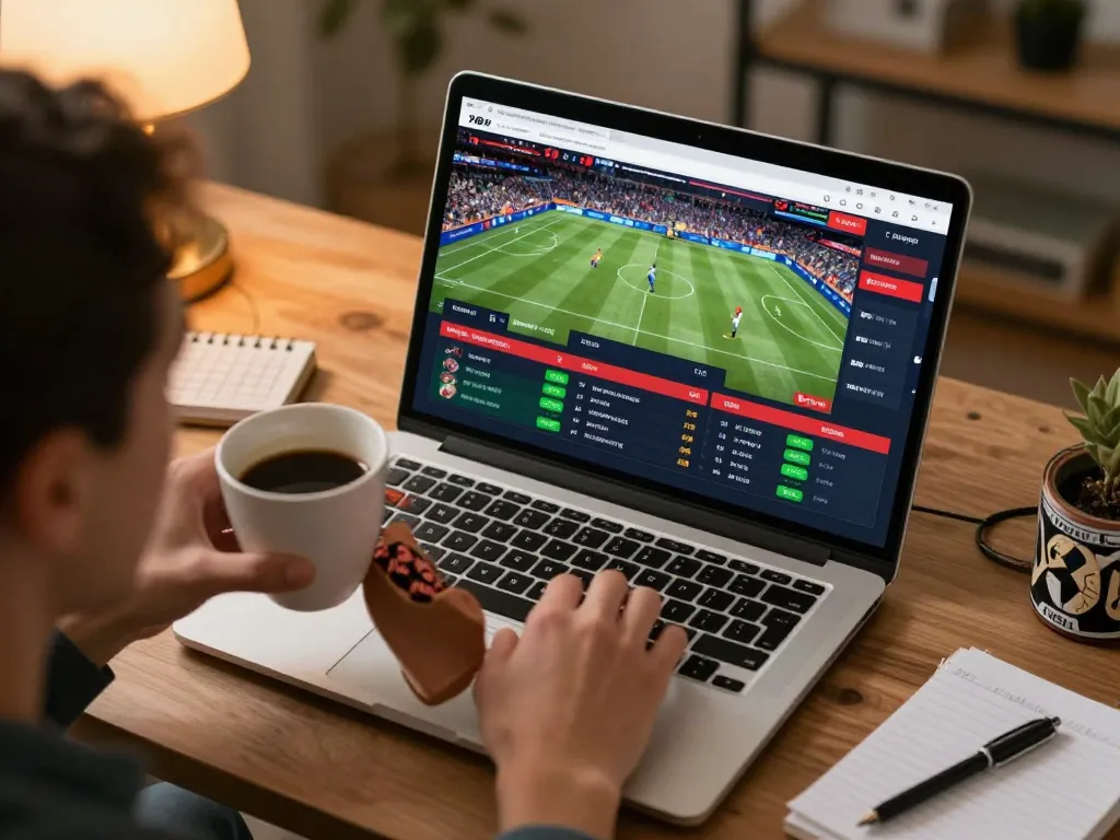 Fun88 user placing bets in engaging online sports betting environment with live match streaming