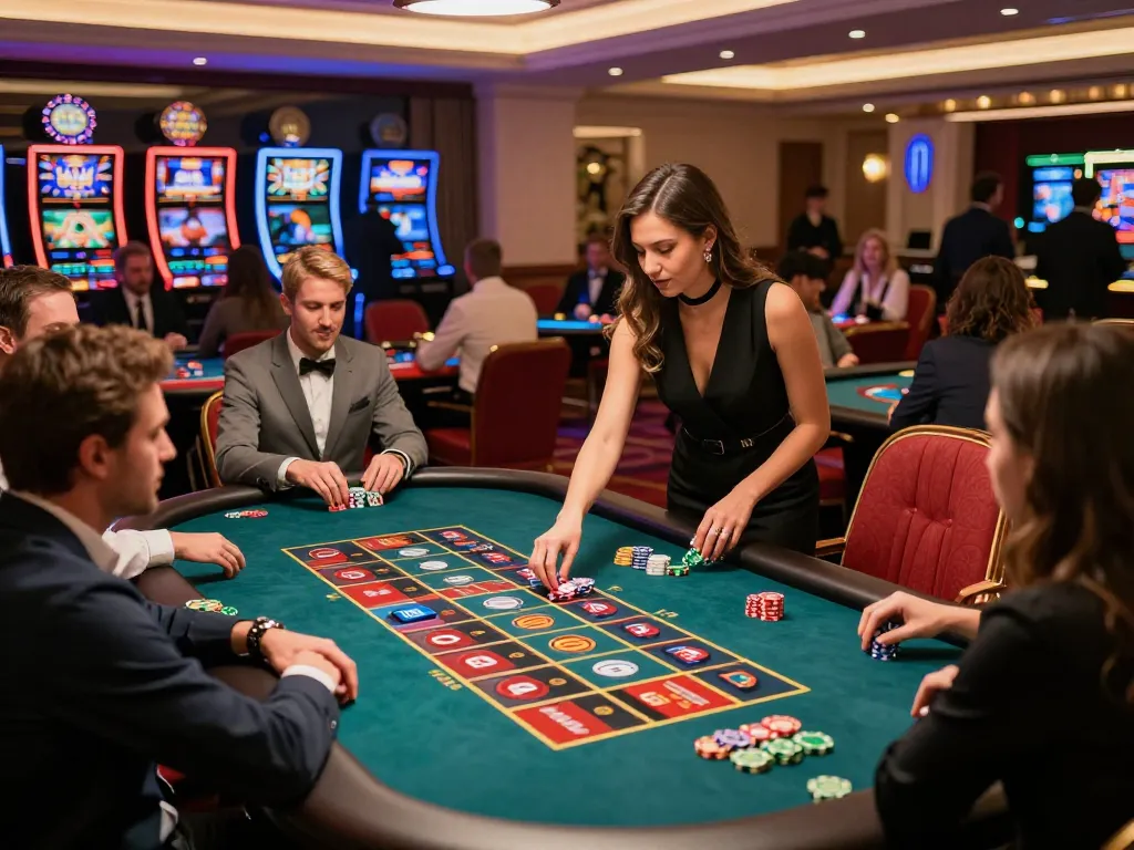 XX88 players engaged in a dynamic roulette game, showcasing excitement and strategic gameplay in a luxurious casino environment.