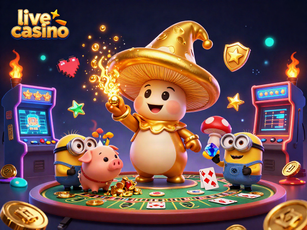 Engage in the exciting world of live casino games with our golden mushroom wizard and treasures.