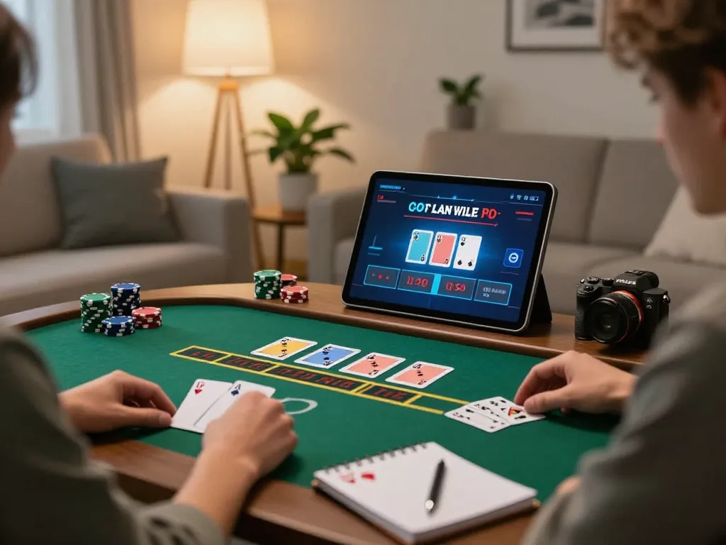 Kuwin player engaging in online blackjack from the comfort of home with focused strategy approach