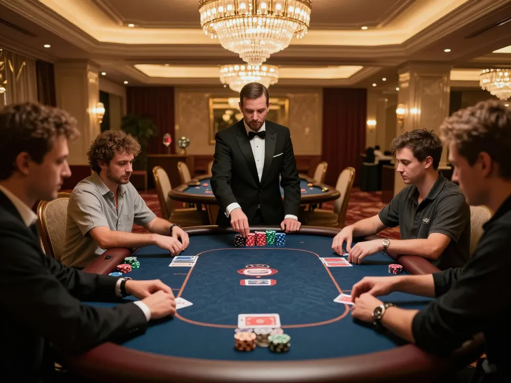 Experience thrilling poker gameplay at king33's elegant high-roller room, where strategy meets luxury.