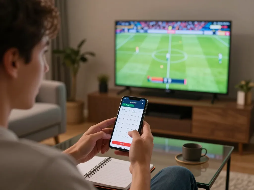 Socolive sports betting at home with smartphone and live match excitement, showcasing betting strategy.