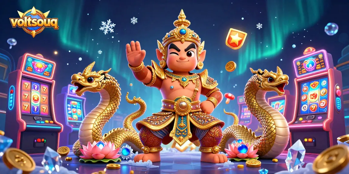 Experience thrilling gameplay at voltsouq with a vibrant 3D illustration featuring spirited casino elements.