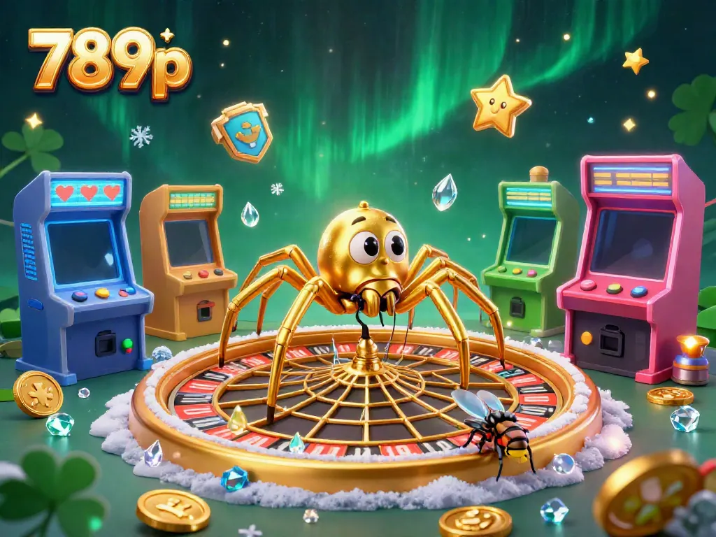 Engage with the 789p universe as a golden spider spins a roulette wheel web, amplifying the thrill of gaming.