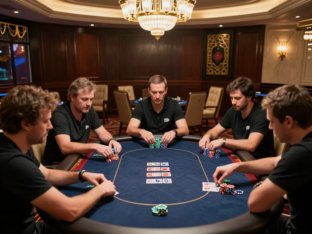 Engaged players strategizing during a high-stakes game on Sun Win's premier poker table