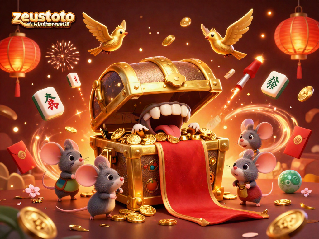 Spin the reels with zeustoto link alternatif, a vibrant 3D illustration capturing casino excitement!