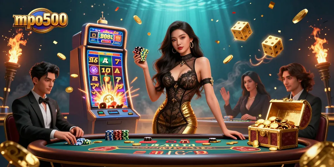 MPO500 players engage at a luxurious baccarat table, showcasing exclusive casino gaming action.