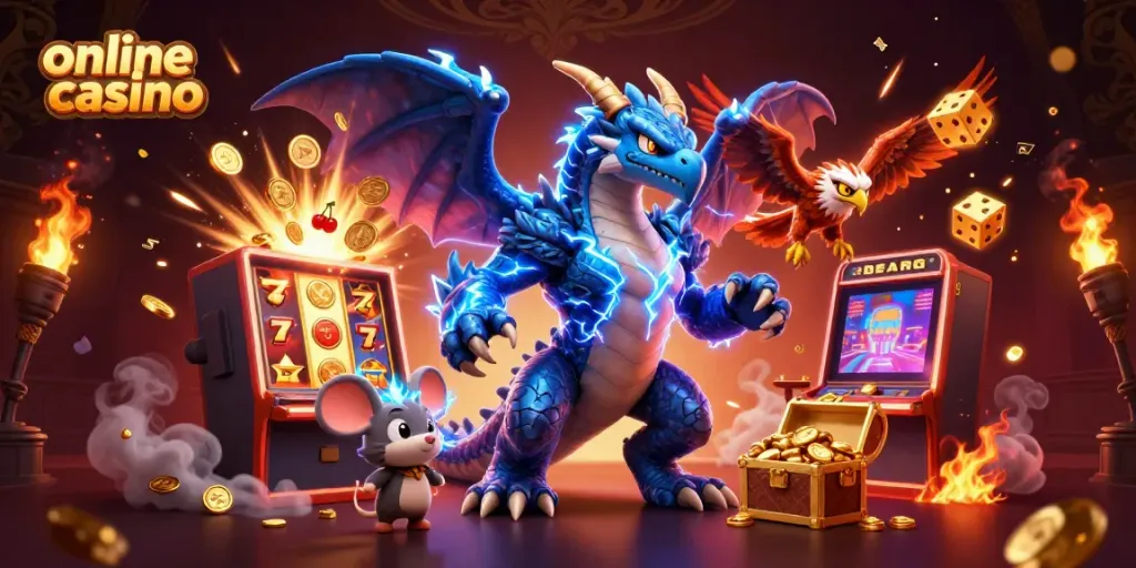Engage with online casino excitement in this vibrant 3D illustration featuring thrilling gaming elements.