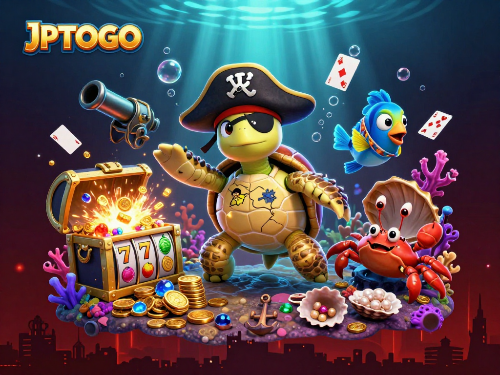 Engage in thrilling JPTOTO slot gameplay with vibrant characters and treasure elements surrounded by casino features.