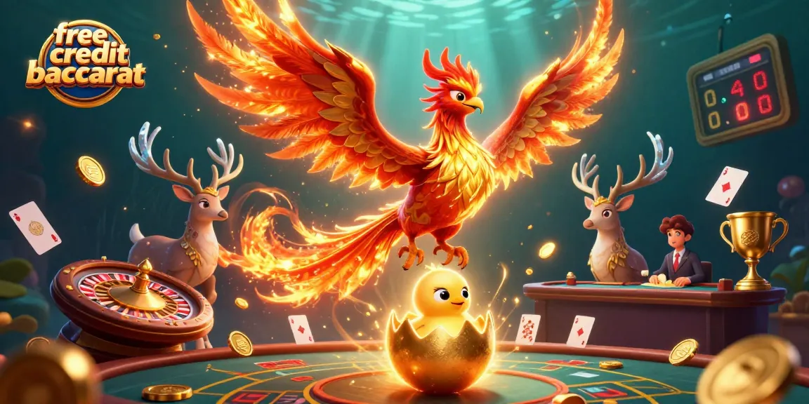 Experience exciting free credit baccarat gameplay with vibrant casino elements and enchanting characters.